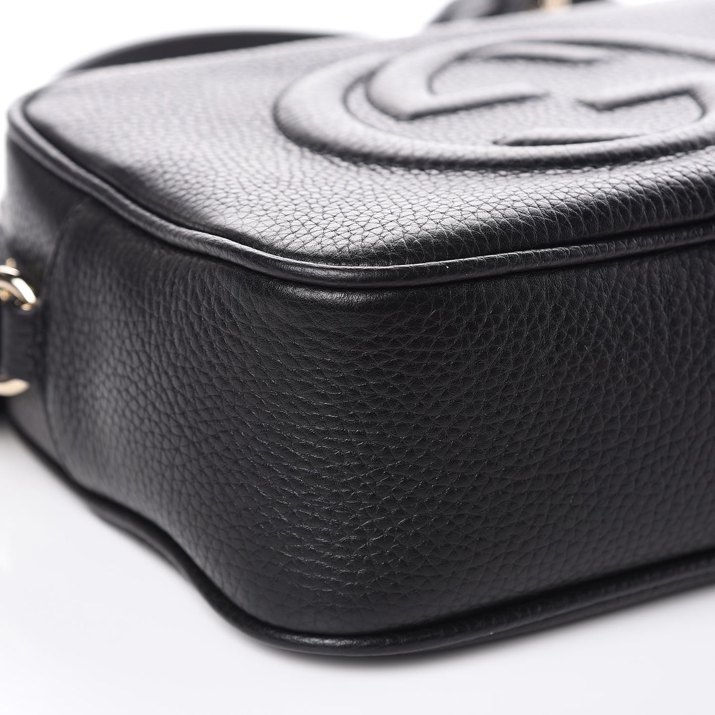 Pebbled Calfskin Small Soho Disco Bag Black