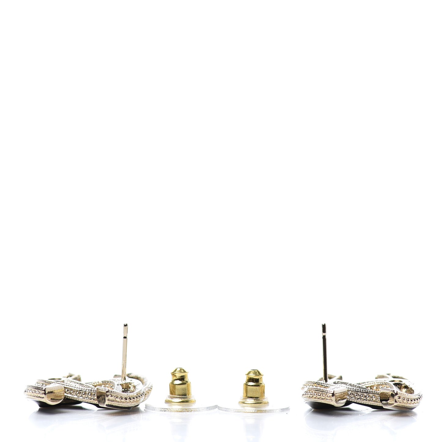 Enamel CC Earrings Black Gold