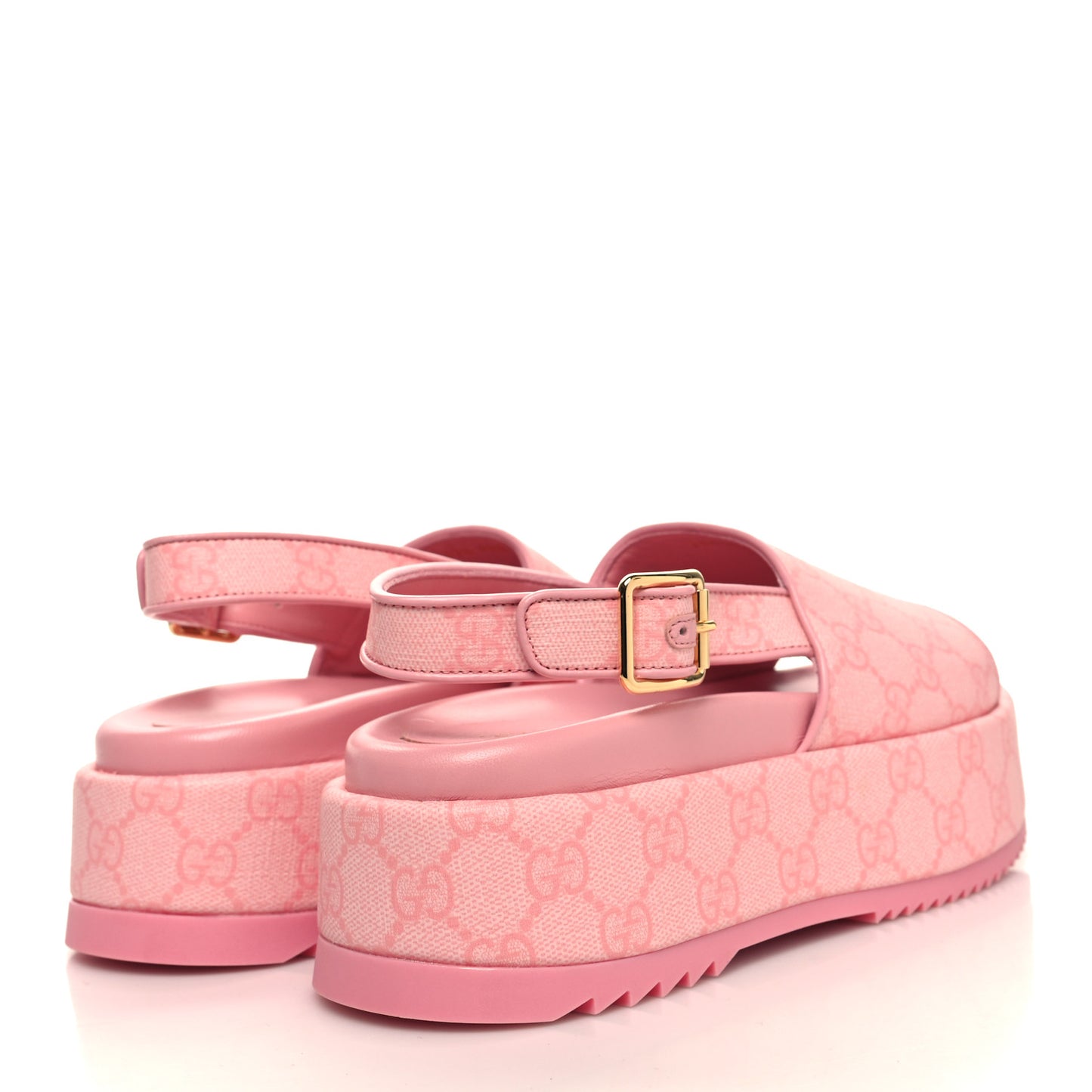 GG Supreme Monogram Granada Kid Angelina Platform 35mm Slingback Sandals 37.5 Cotton Candy Dark Cotton Candy Wild Rose