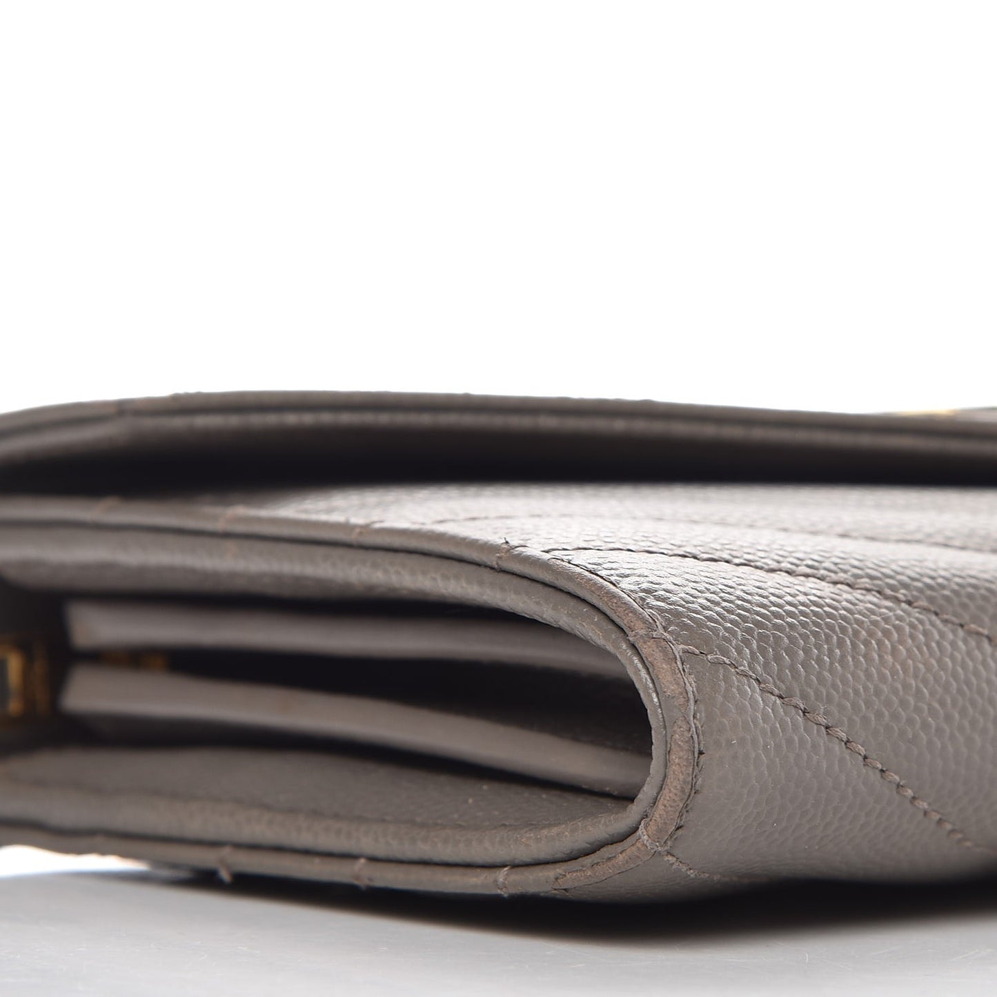 Grain De Poudre Matelasse Monogram Flap Wallet Fog