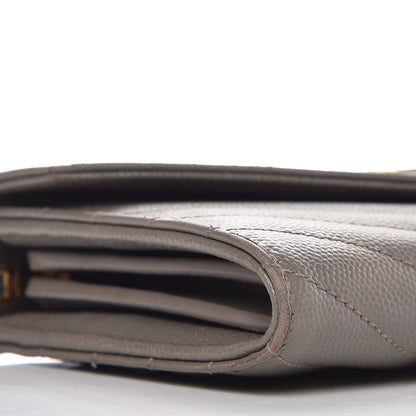 Saint Laurent Grain De Poudre Matelasse Monogram Flap Wallet Fog 9 of 12