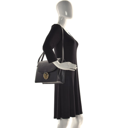 Gucci Textured Calfskin Medium Torchon GG Ring Shoulder Bag Black 2 of 15