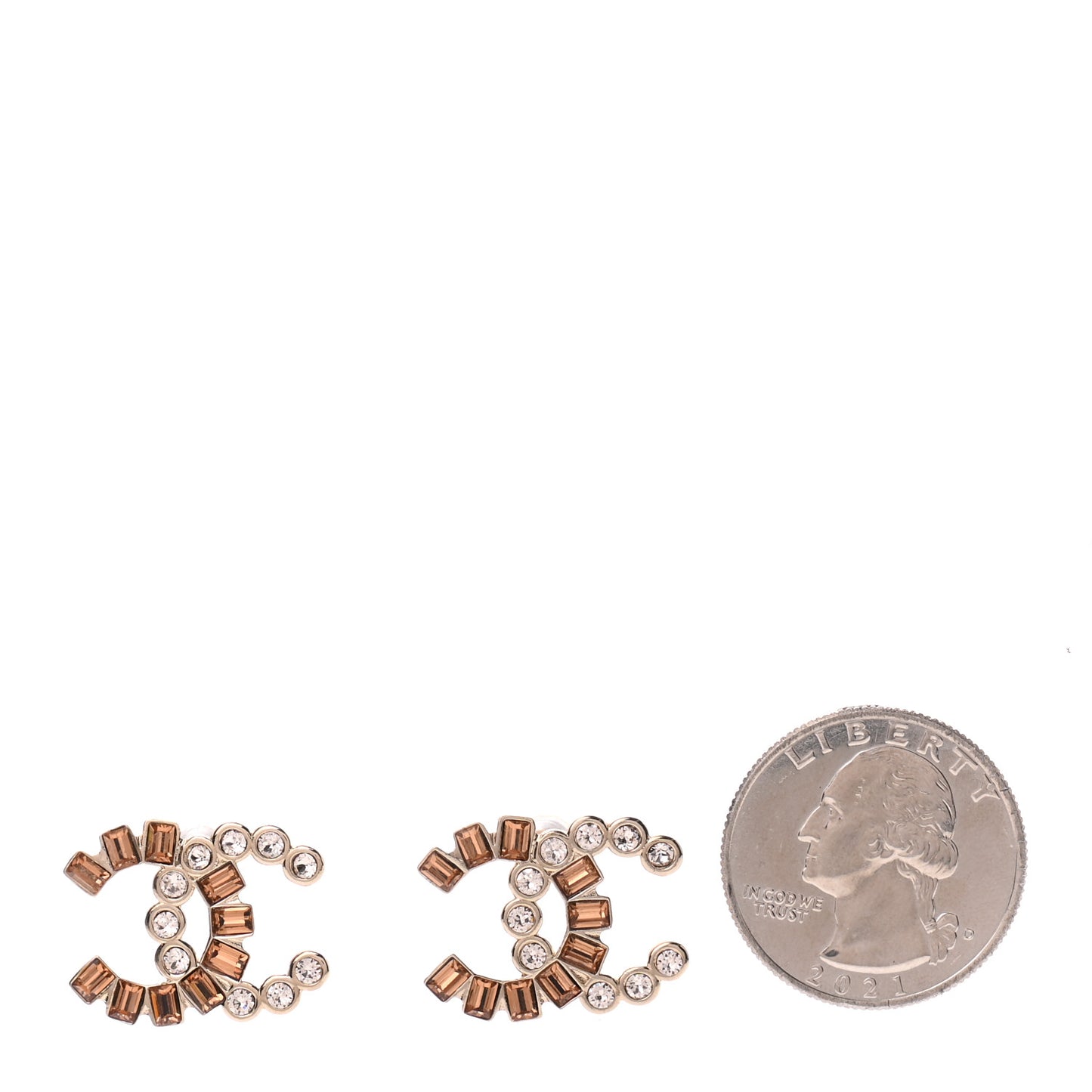 Baguette Crystal CC Earrings Gold