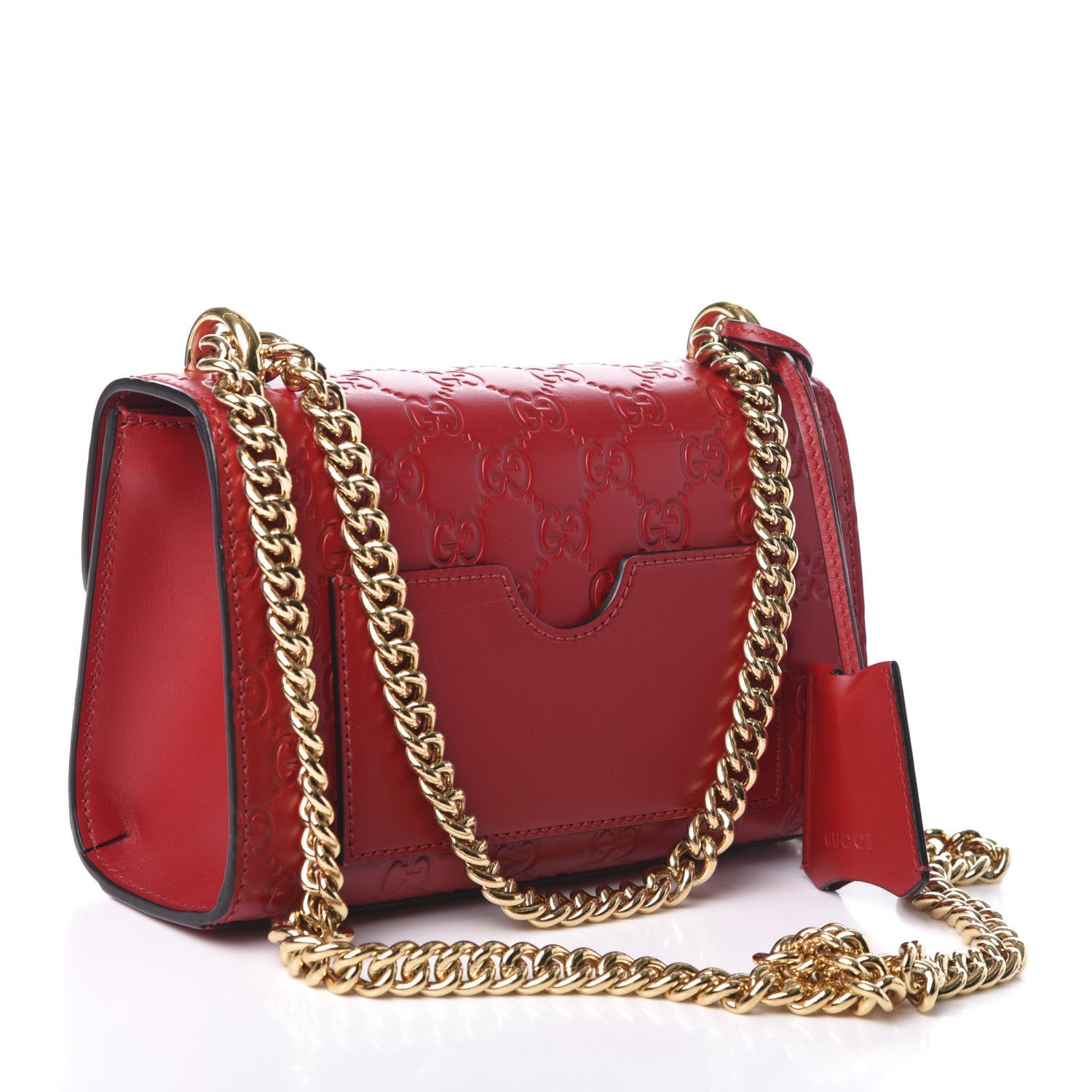 Gucci Guccissima Small Padlock Shoulder Bag Hibiscus Red 3 of 14