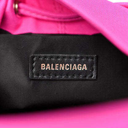 Balenciaga Recycled Sport Nylon Logo Embroidered Wheel Drawstring Bucket Bag XS Fuchsia Black 6 of 9