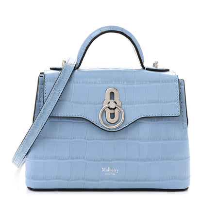Mulberry Shiny Croc Calfskin Embossed Micro Seaton Blue 1 of 9