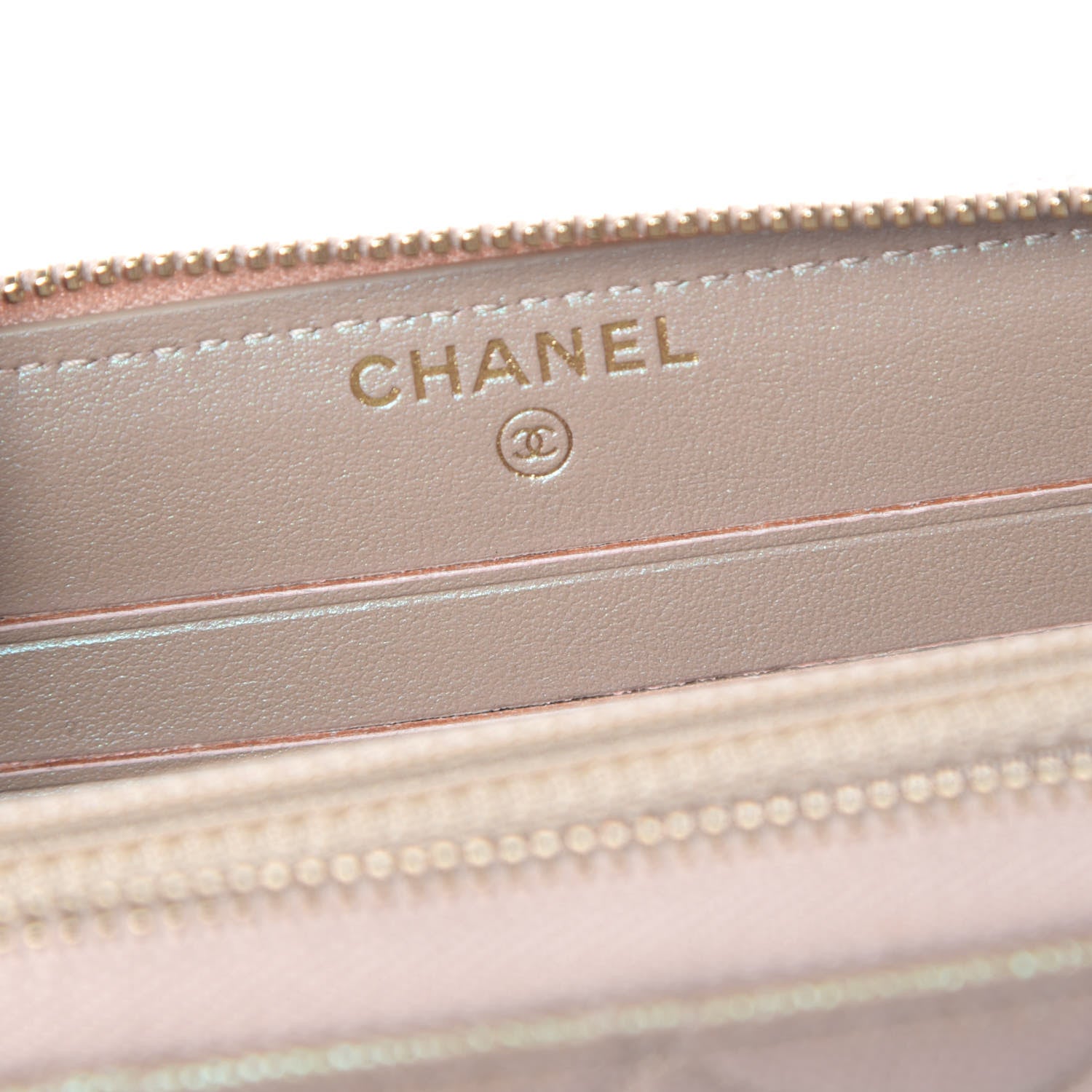 Chanel Iridescent Caviar Quilted Medium Zip Around Wallet Beige 6 of 12