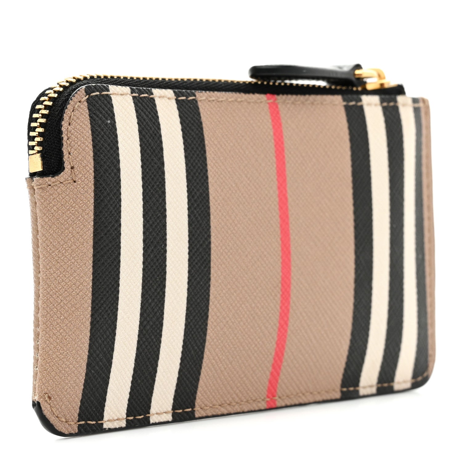 Burberry E-Canvas Calfskin Icon Stripe Zip Coin Case Archive Beige 3 of 6