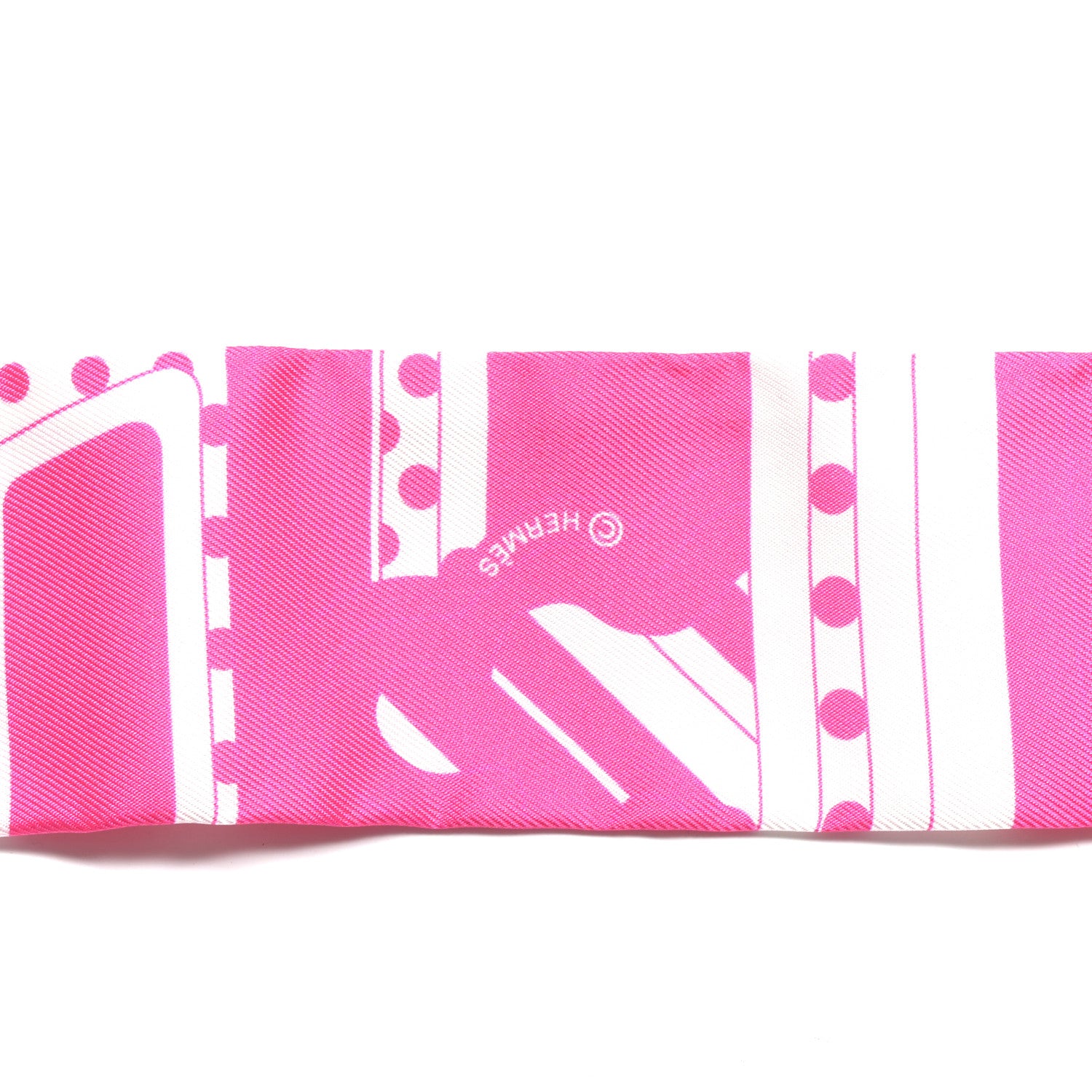 Hermes Silk Faubourg Rainbow Twilly Rose Vif White 3 of 4
