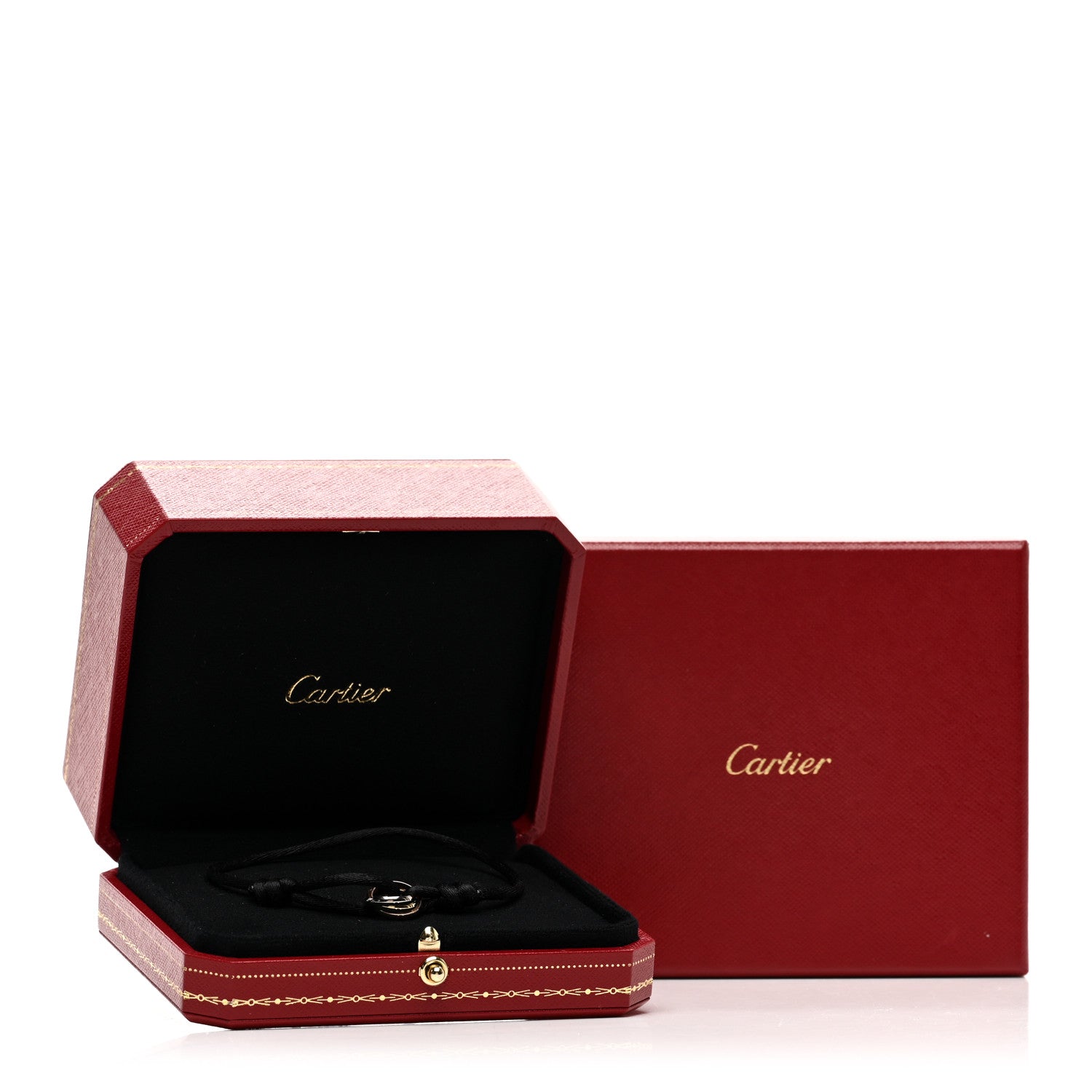 Cartier 18K Pink Yellow White Gold Trinity Adjustable Cord Bracelet Black 4 of 4