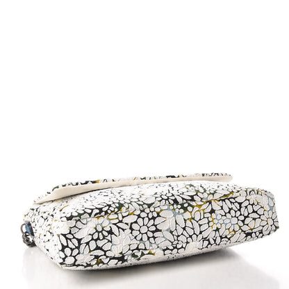 Chanel Tweed Calfskin Floral Messenger Flap Green Black White 4 of 9