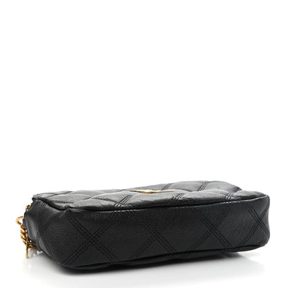 Saint Laurent Grained Lambskin Quilted Mini Becky Double Zip Bag Black 4 of 10