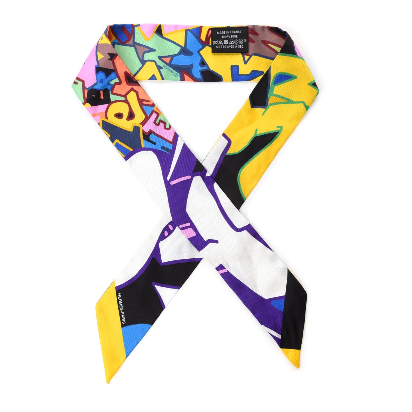 Silk Graff Graffiti Twilly Black Jaune Vert