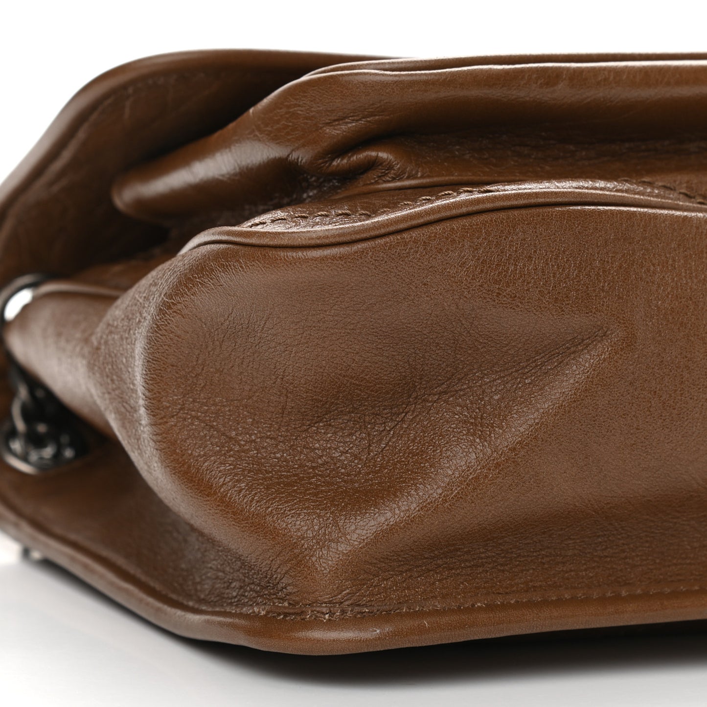 Crinkled Calfskin Matelasse Monogram Medium Niki Chain Satchel Tan Brown
