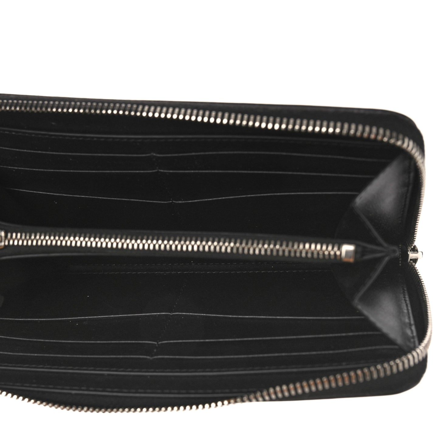 Calfskin Logo Zip Around Wallet Black