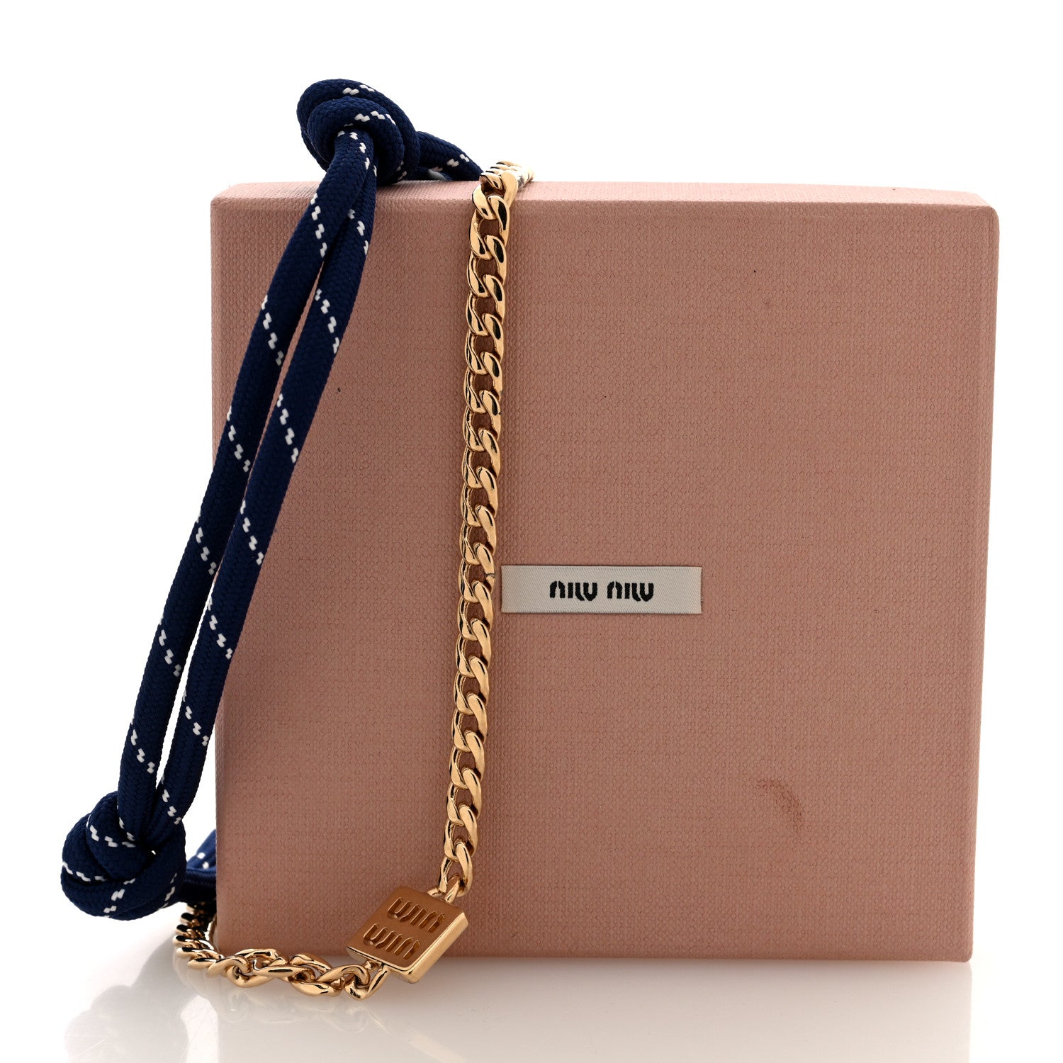 Miu Miu Nappa Rope Chain Logo Bag Charm Black Baltico 4 of 4