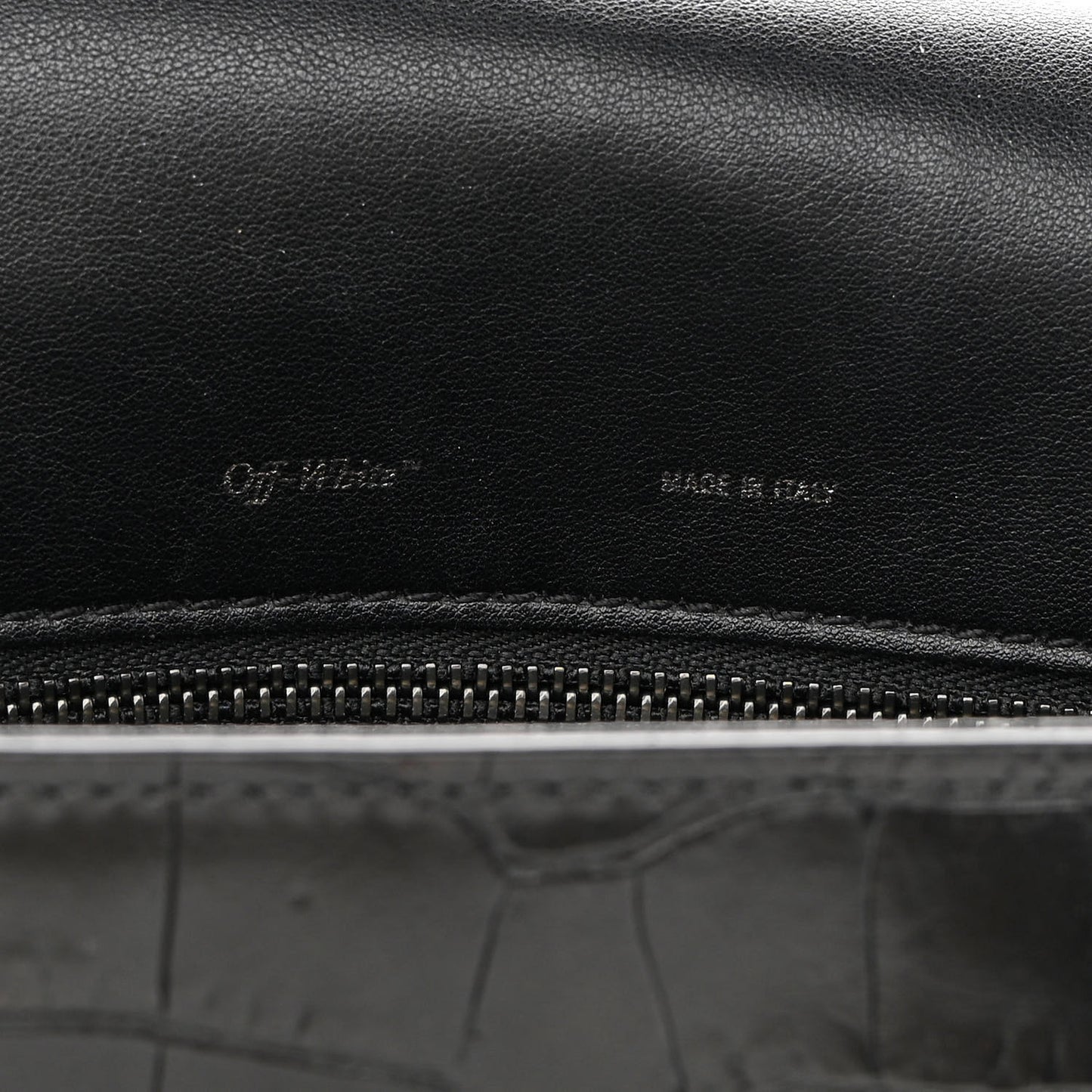 Calfskin Embossed Crocodile Binder Flap Bag Black