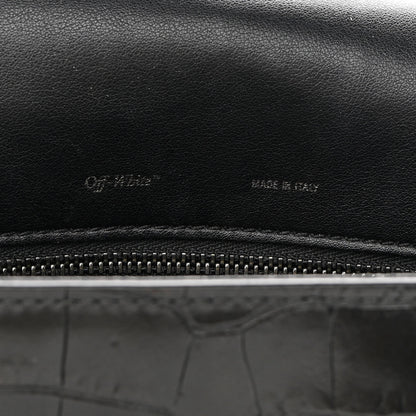 Off-White Calfskin Embossed Crocodile Binder Flap Bag Black 6 of 12
