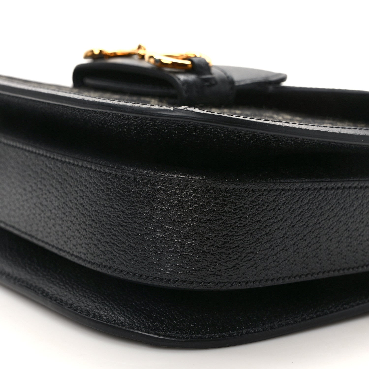 Gucci Jacquard Black Denim GG Monogram Textured Dollar Calfskin Horsebit 1955 Shoulder Bag Black Ivory 10 of 13