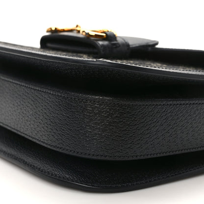 Gucci Jacquard Black Denim GG Monogram Textured Dollar Calfskin Horsebit 1955 Shoulder Bag Black Ivory 10 of 13