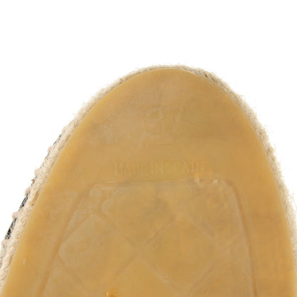 Chanel Crackled Leather Espadrilles 37 Beige Black 9 of 11