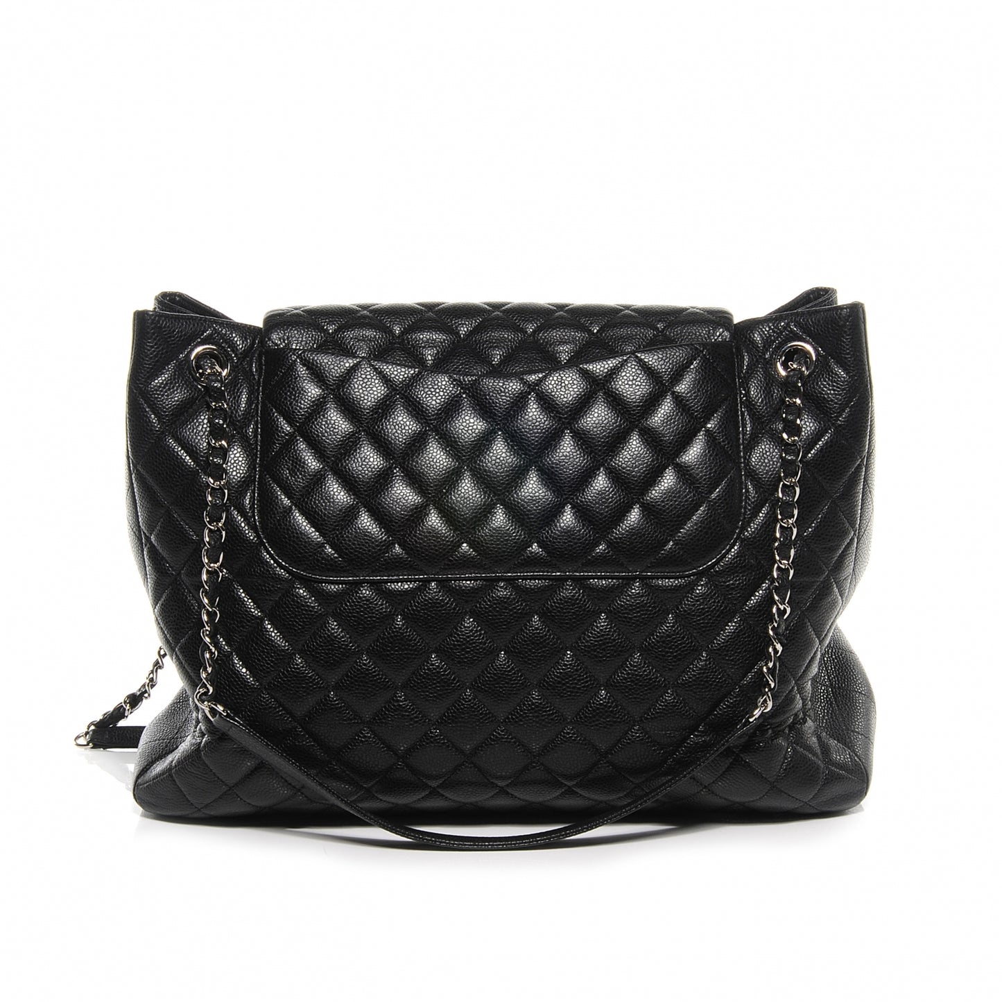 Caviar Quilted Flap Tote Black