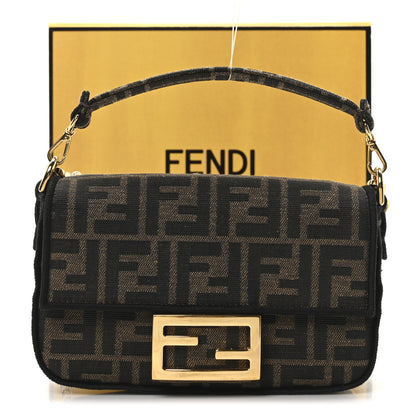 Fendi Fabric Jacquard FF 1974 Mini Baguette Tobacco Moro Black 11 of 11