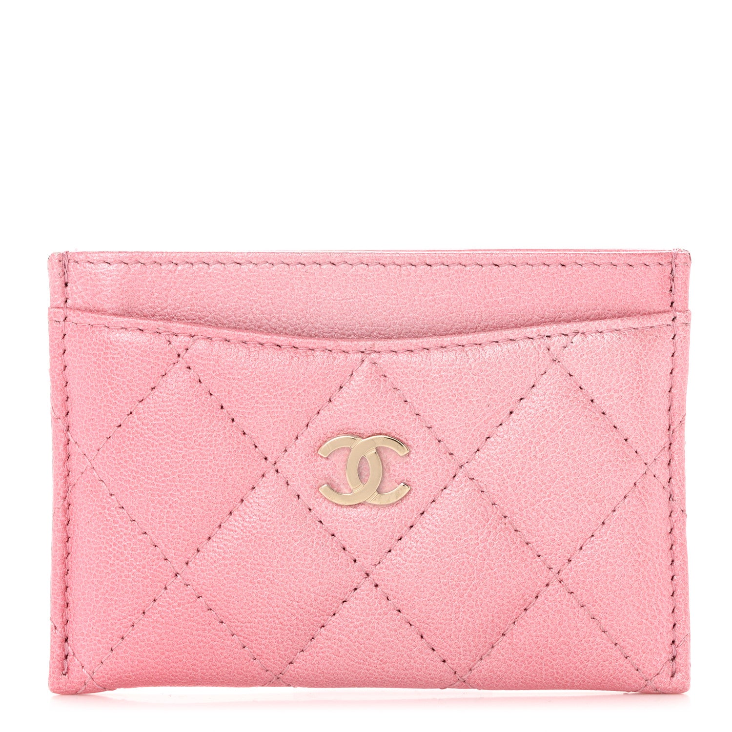 Chanel Cloudy Pearly Goatskin Quilted Card Holder Pink 1 of 9