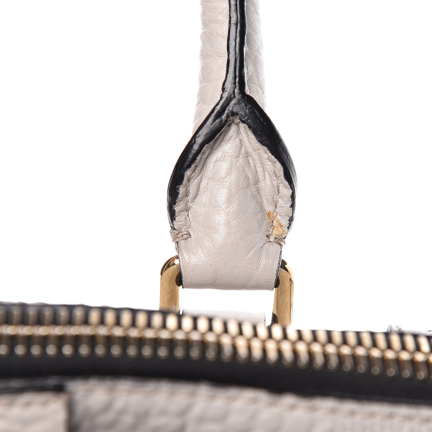 Heritage Grain Check Embossed Small Orchard Bowling Bag Stone White
