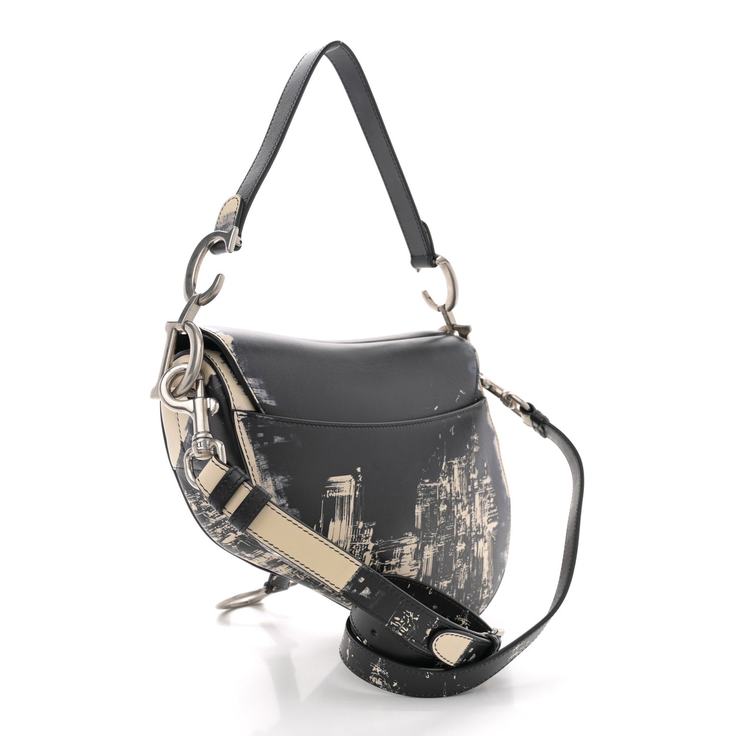 Calfskin New York Saddle Bag With Strap Black Multicolor