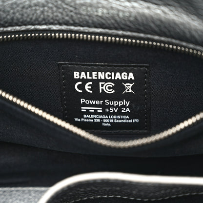 Balenciaga Metallic Calfskin LED Logo Projector Top Handle Bag Silver 6 of 14