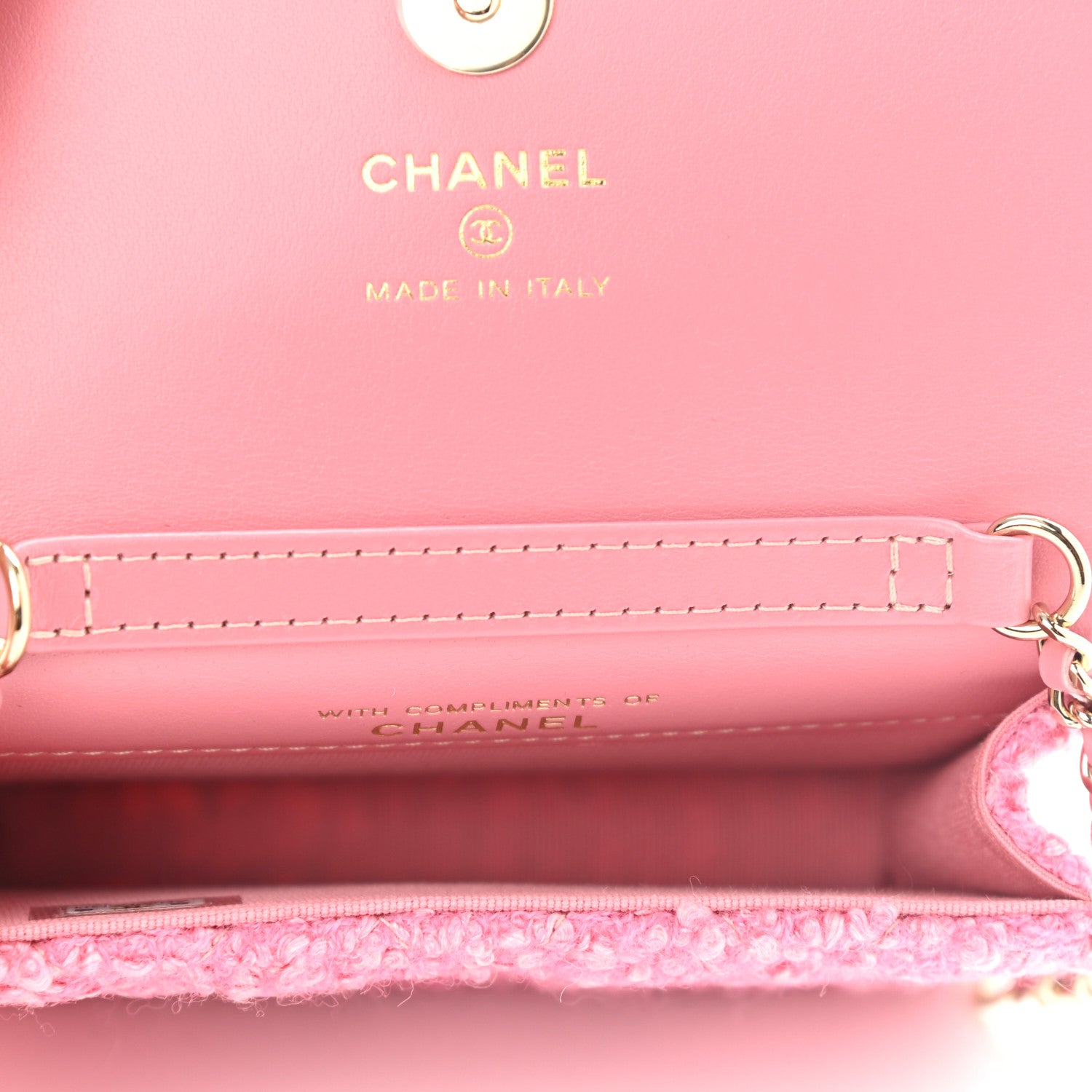Chanel Tweed Quilted Flap Chain Waist Bag Pink 5 of 10
