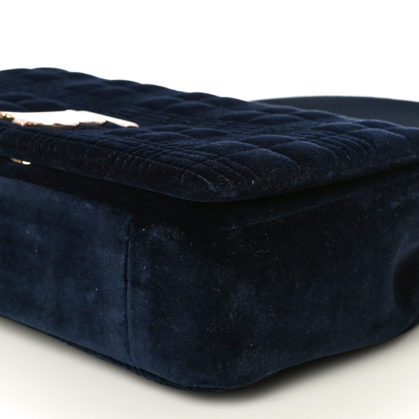 Velvet Quilted Small Lola Bag Navy