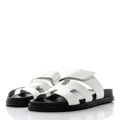 Hermes Calfskin Womens Chypre Sandals 35 White 3 of 9