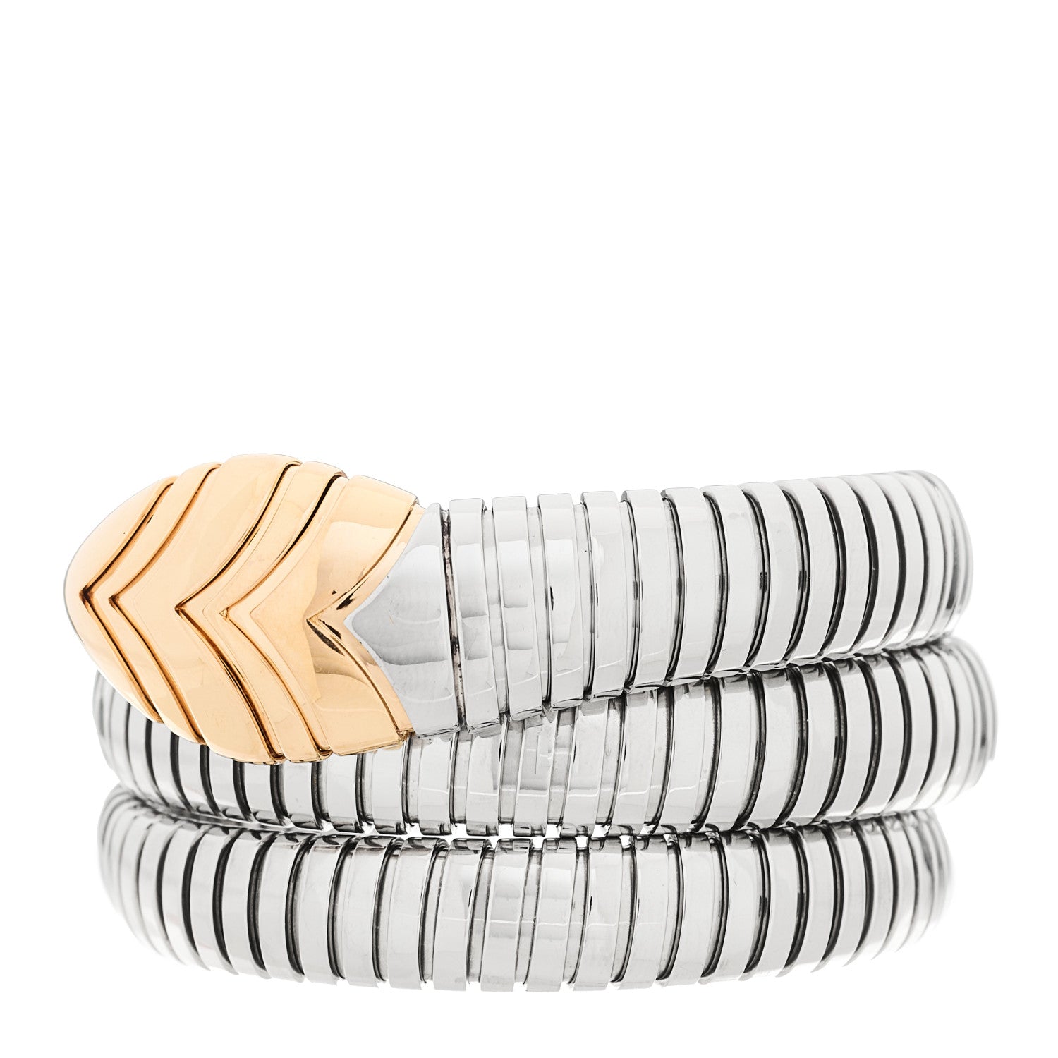 Bulgari Stainless Steel 18K Rose Gold Serpenti Tubogas Double Spiral Bracelet 1 of 3