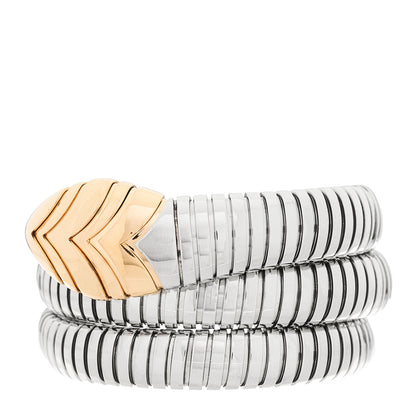 Bulgari Stainless Steel 18K Rose Gold Serpenti Tubogas Double Spiral Bracelet 1 of 3