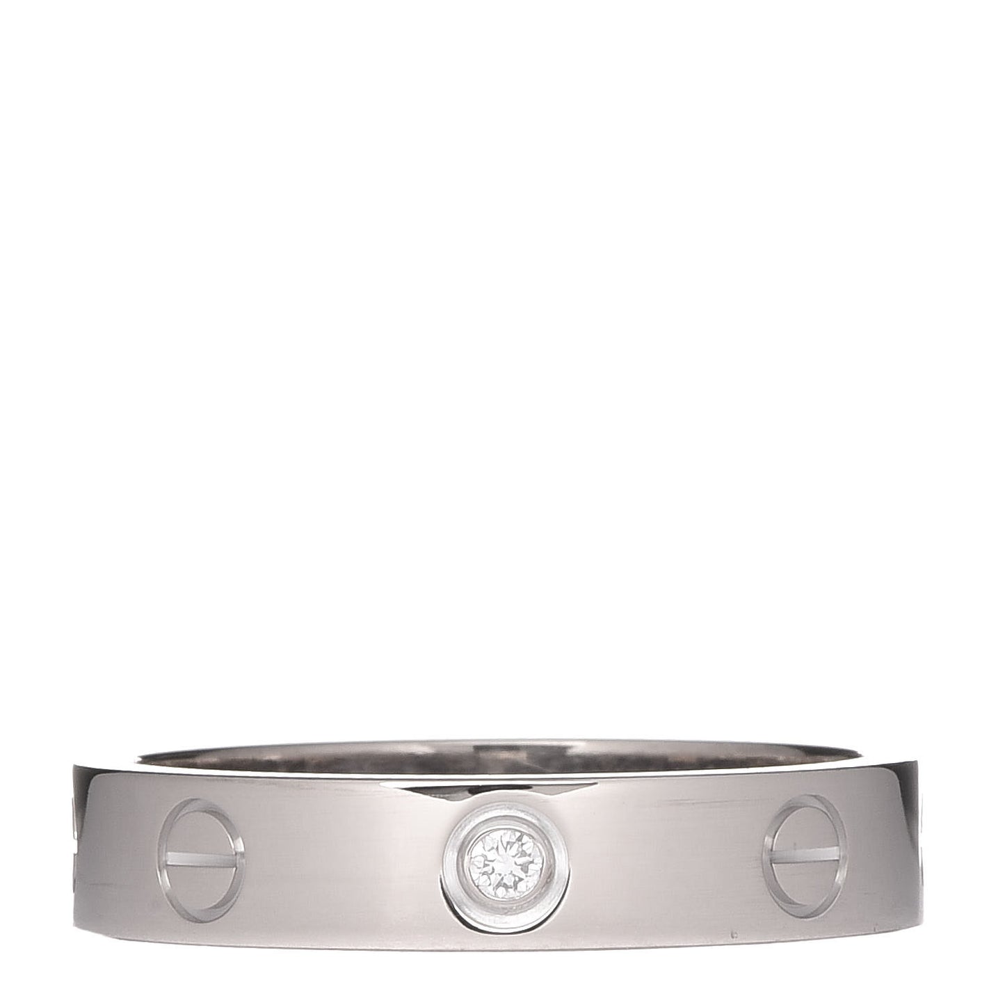 18K White Gold Diamond 3.5mm LOVE Wedding Band Ring 54 6.75