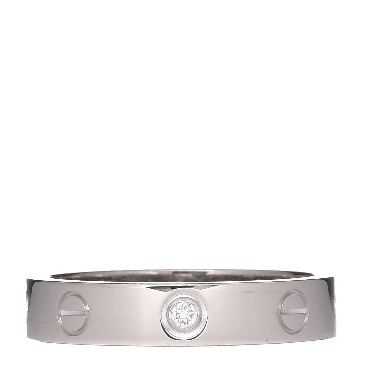 Cartier 18K White Gold Diamond 3.5mm LOVE Wedding Band Ring 54 6.75 1 of 4