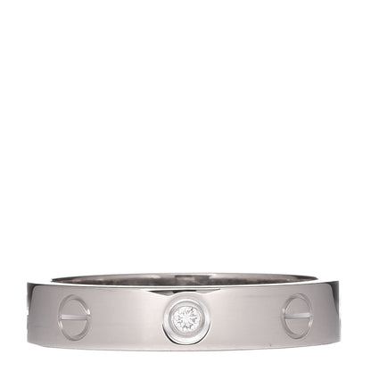 Cartier 18K White Gold Diamond 3.5mm LOVE Wedding Band Ring 54 6.75 1 of 4