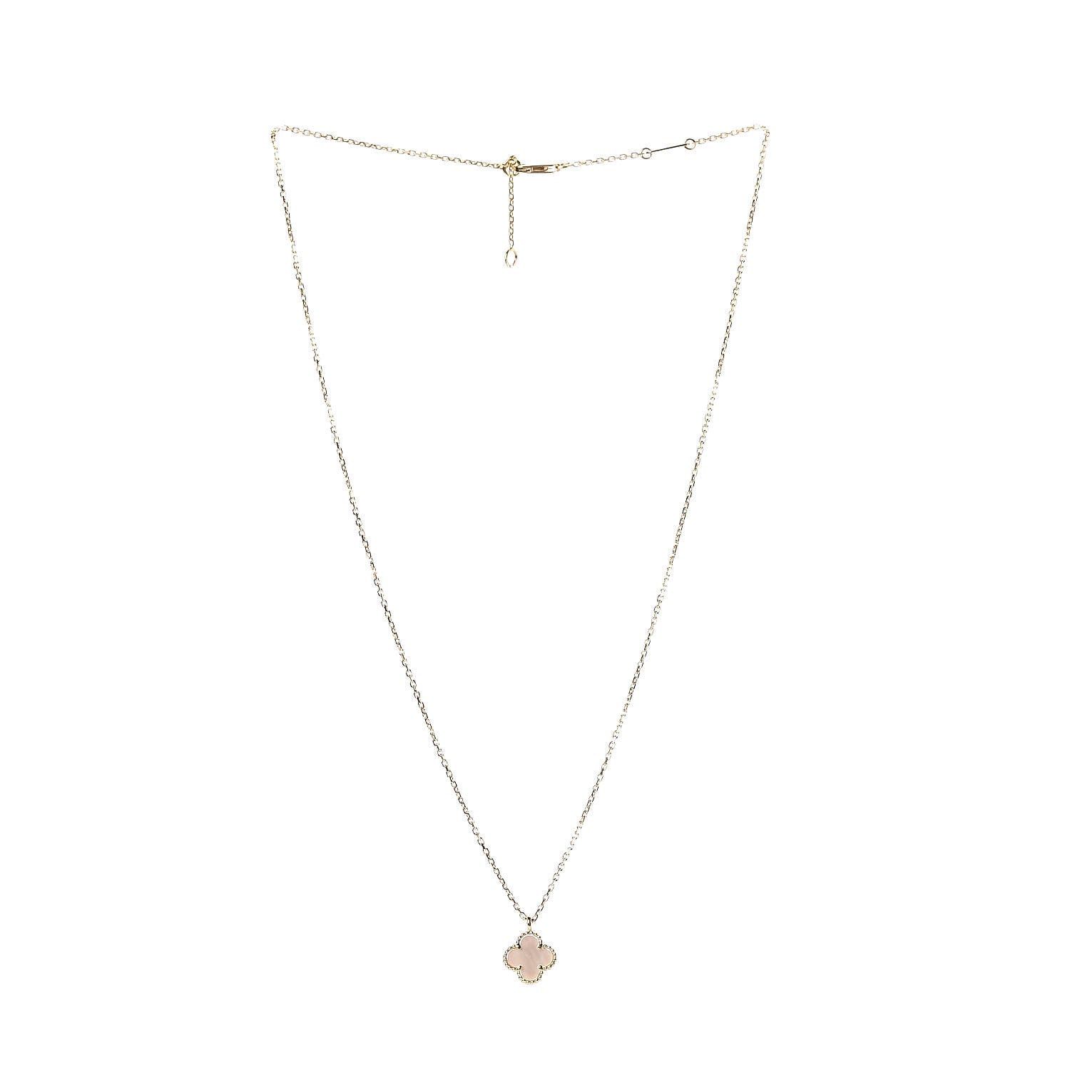Van Cleef & Arpels 18K Yellow Gold Mother of Pearl Sweet Alhambra Pendant Necklace 3 of 7