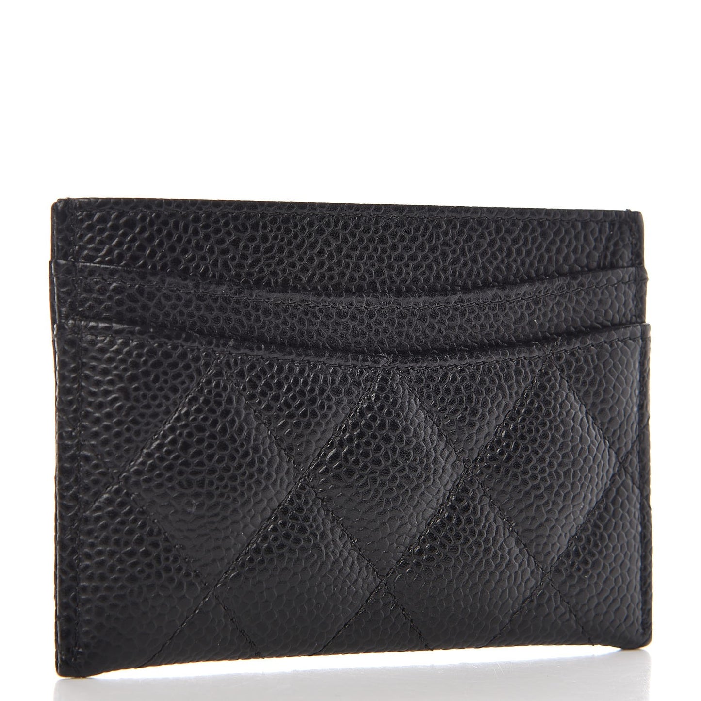 Caviar Quilted Card Holder Black