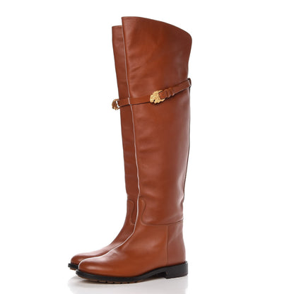 Valentino Garavani Calfskin Animalia Over the Knee Boots 38 Cognac 3 of 9