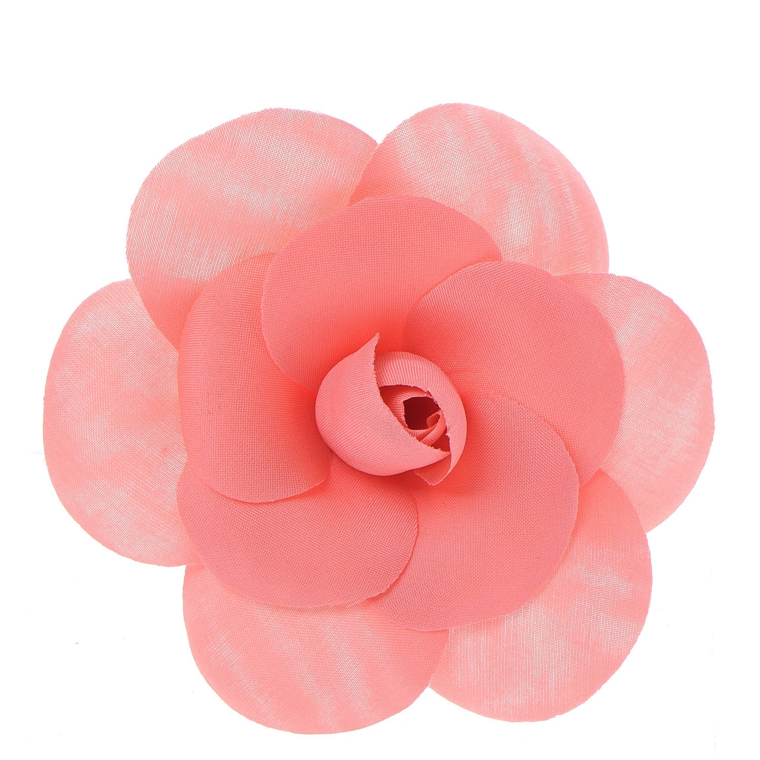 Chanel Silk Taffeta Camellia Brooch Pin Rose Pink 1 of 5