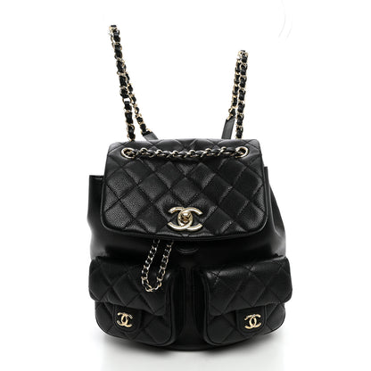 Chanel Shiny Caviar Quilted Small Duma Pockets Drawstring Backpack Black 1 of 9