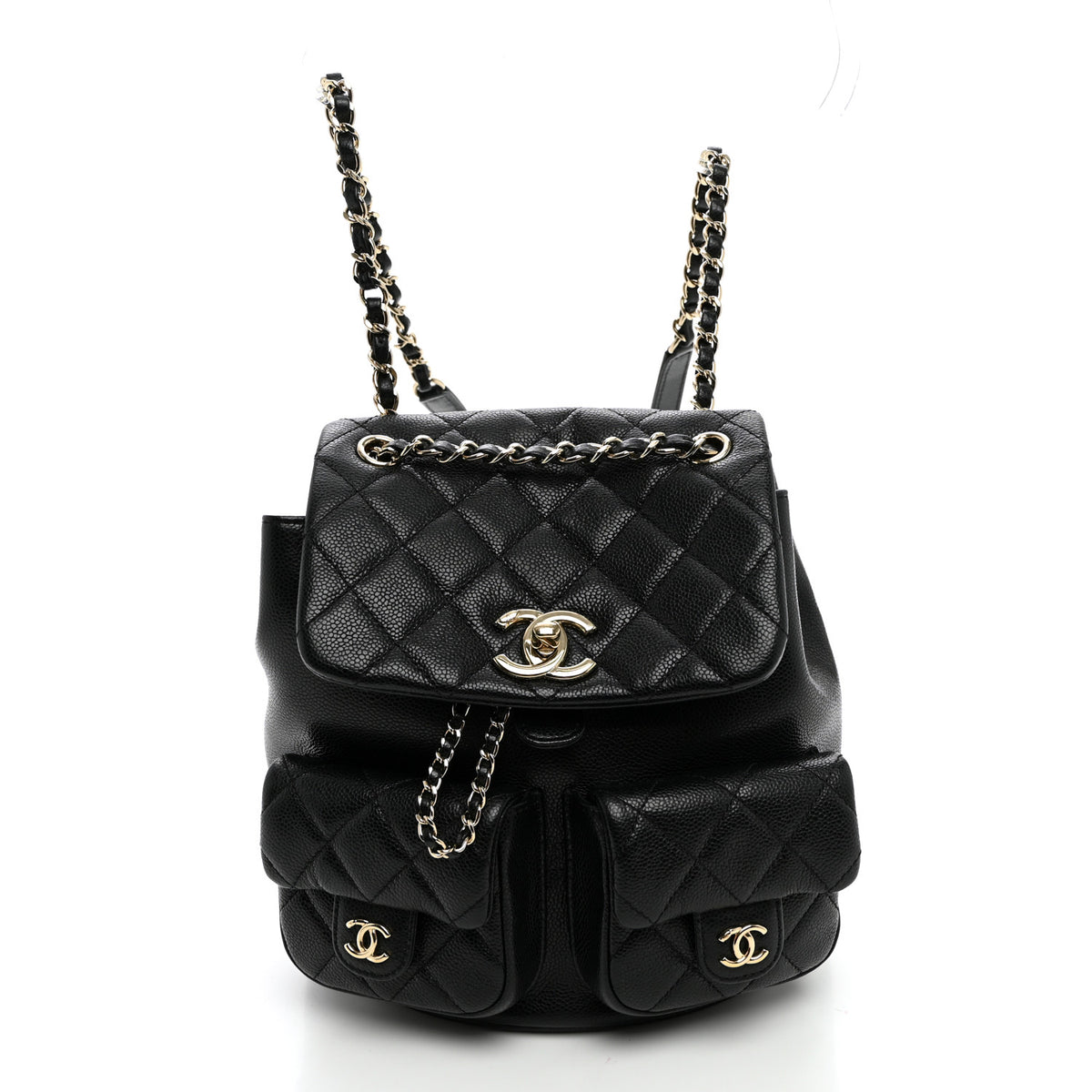 Chanel Shiny Caviar Quilted Small Duma Pockets Drawstring Backpack Black 1 of 10
