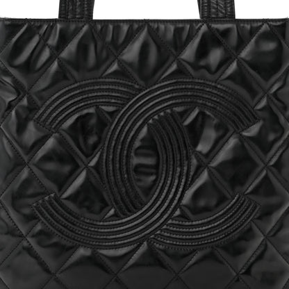 Chanel Patent Quilted Expandable CC Shoping Tote Black 8 of 10