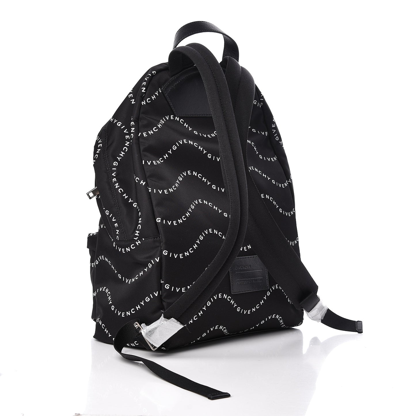 Nylon Waves Print Urban Backpack Black White