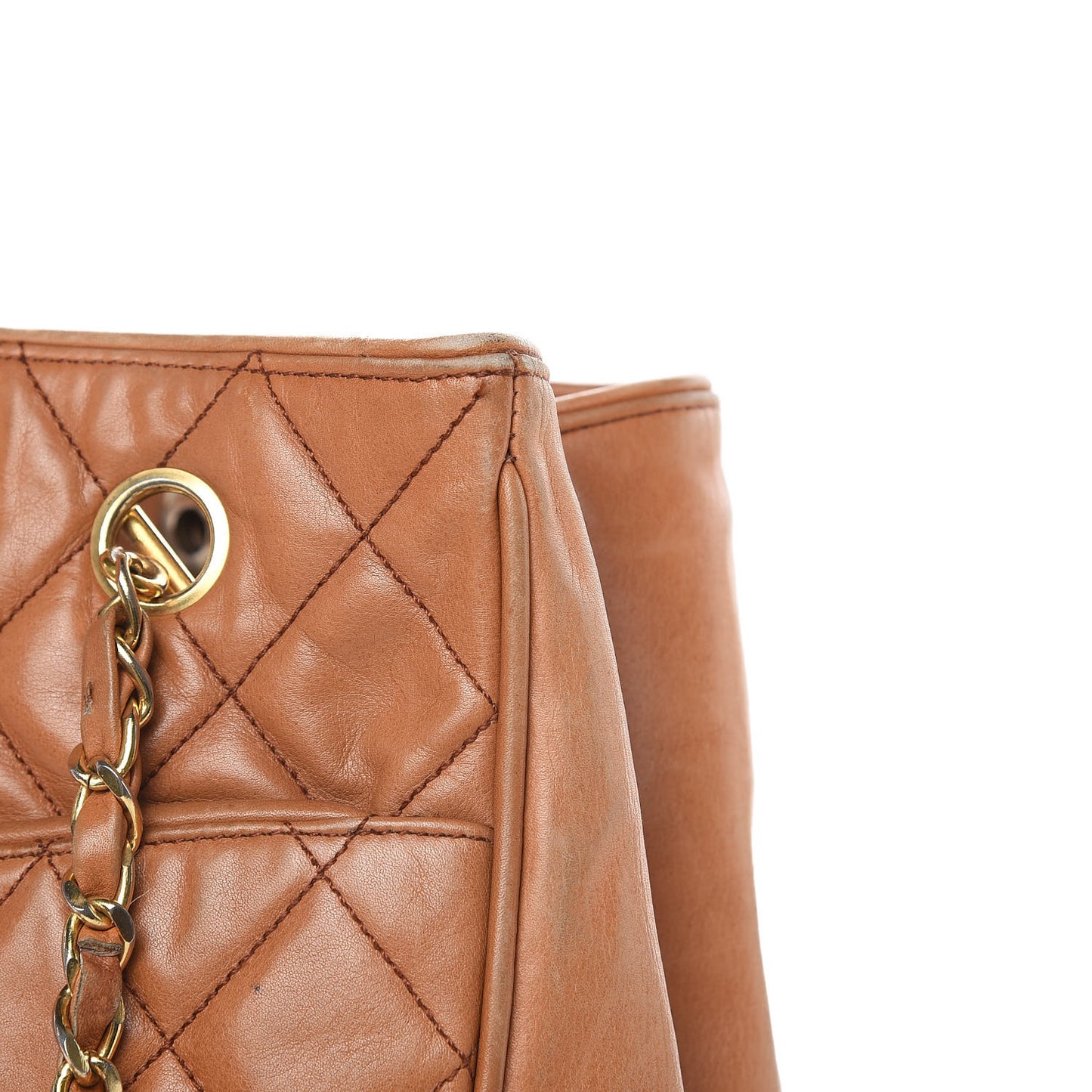 Lambskin Quilted Shopping Tote Brown