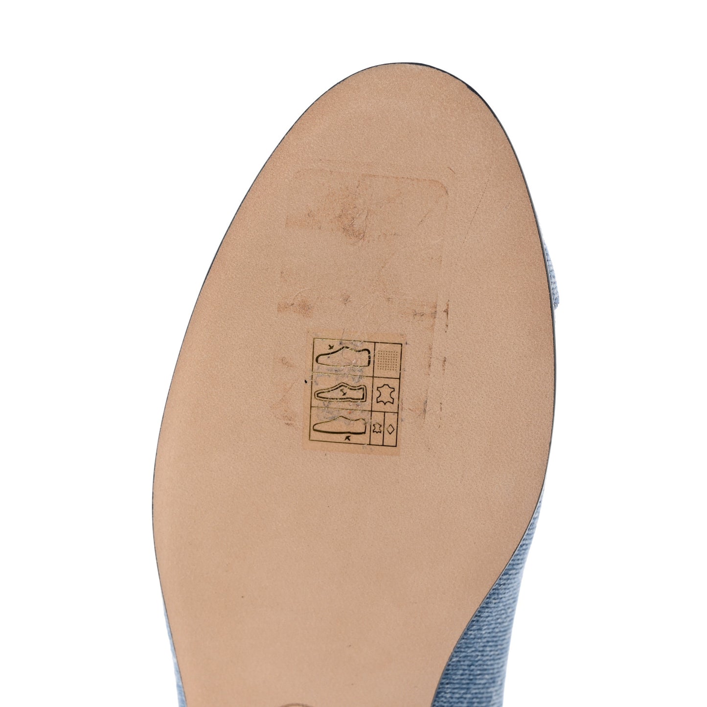 Denim Printed Cap Toe Ballerina Flats 37.5 Blue