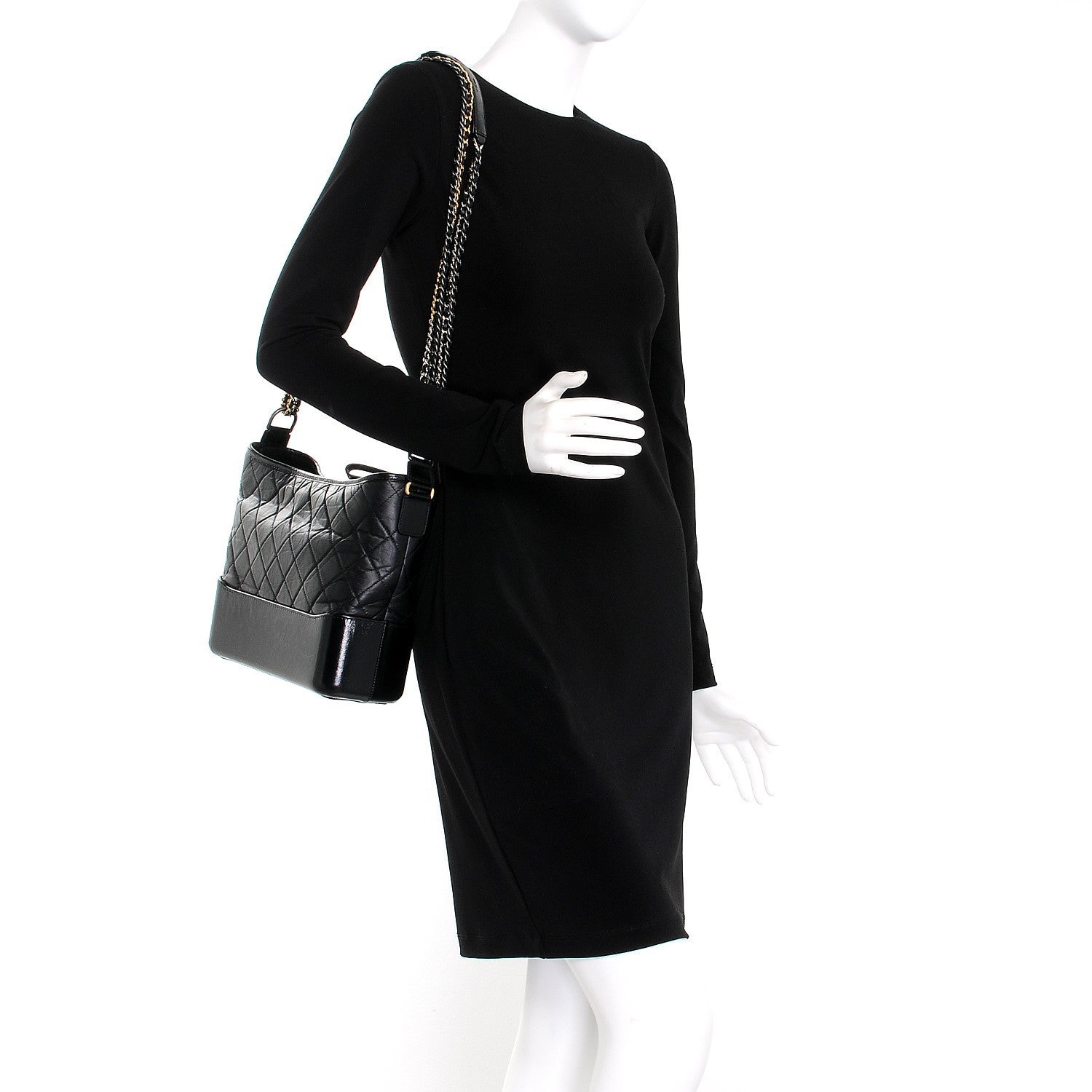 Chanel Aged Calfskin Quilted Medium Gabrielle Hobo Black 2 of 9